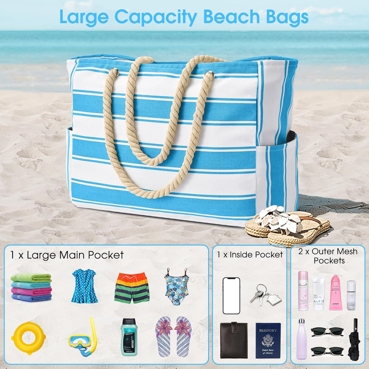 Waterproof & Sandproof Oversized Beach Tote – SandAway