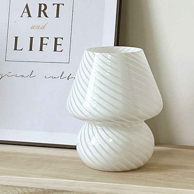 Glass Table Lamp in Fun Mushroom Design