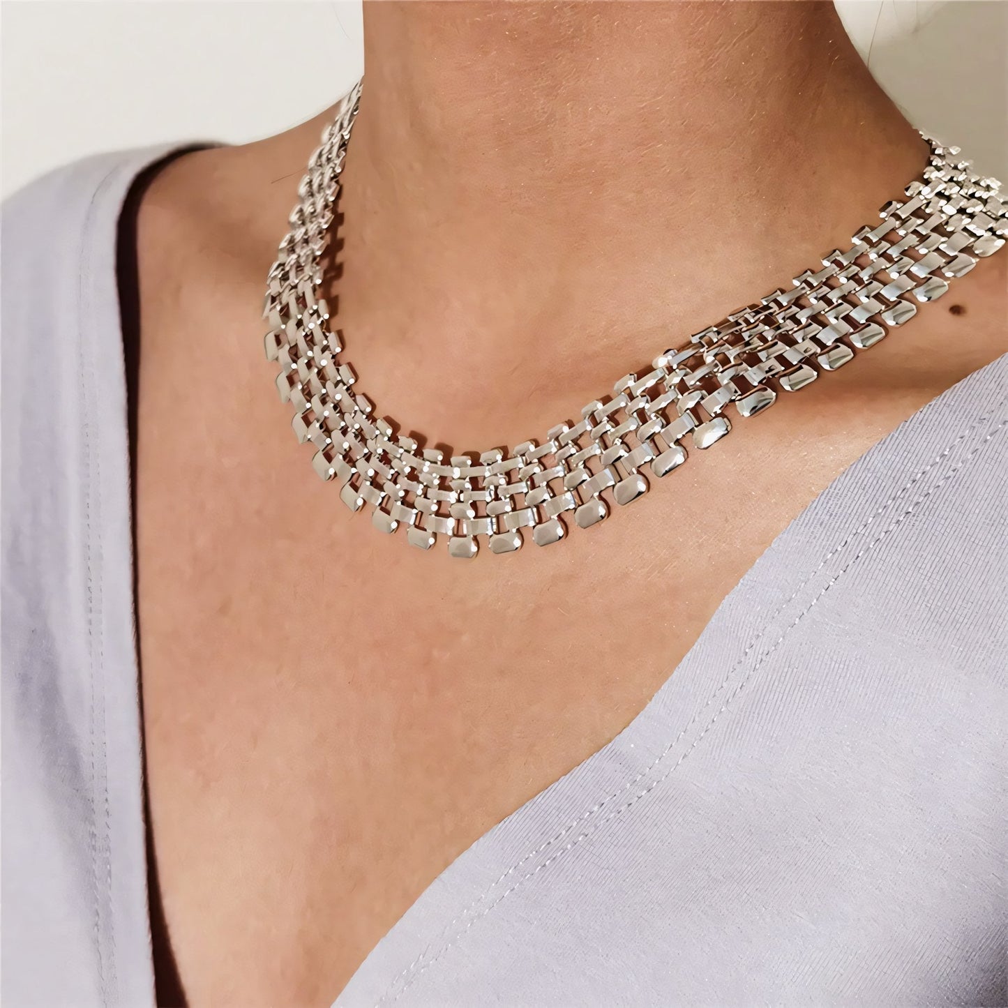Delicate Thin Bar Chain Choker Necklace