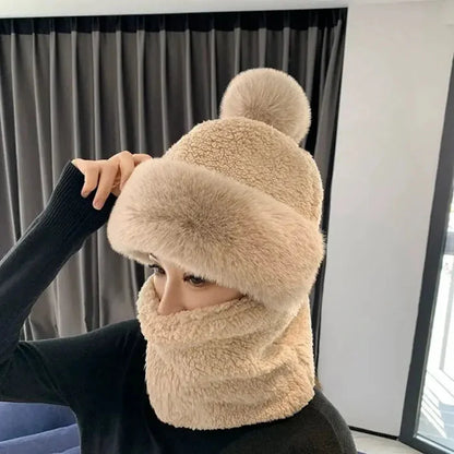 Warm Faux Fur Beanie Scarf Set - Cofik