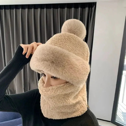 Warm Faux Fur Beanie Scarf Set - Cofik
