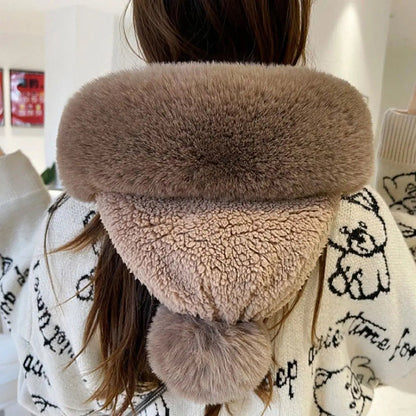 Warm Faux Fur Beanie Scarf Set