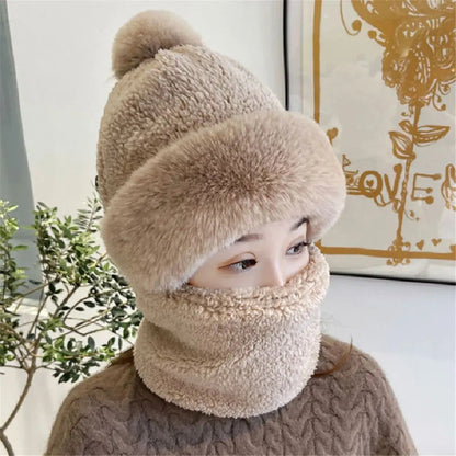 Warm Faux Fur Beanie Scarf Set
