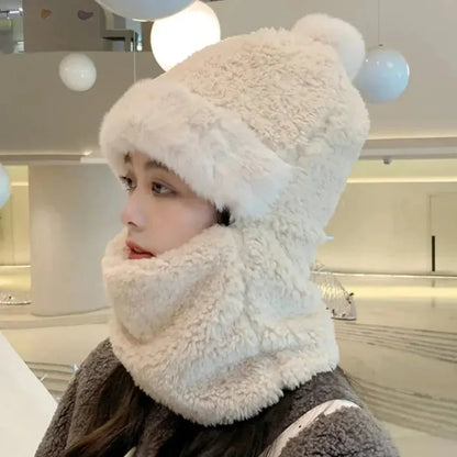 Warm Faux Fur Beanie Scarf Set
