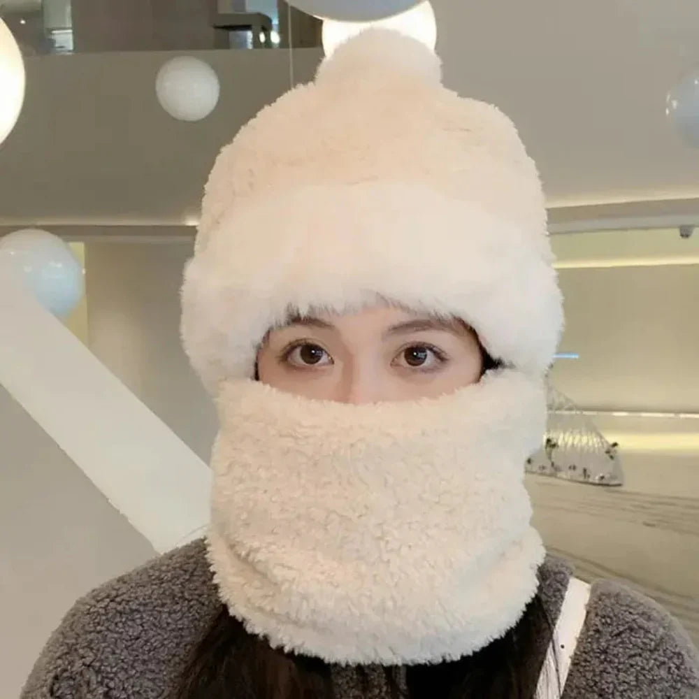 Warm Faux Fur Beanie Scarf Set