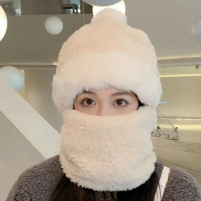 Warm Faux Fur Beanie Scarf Set