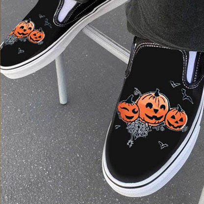 Relaxed Canvas Slip On Shoes with Skull Design - Cofik
