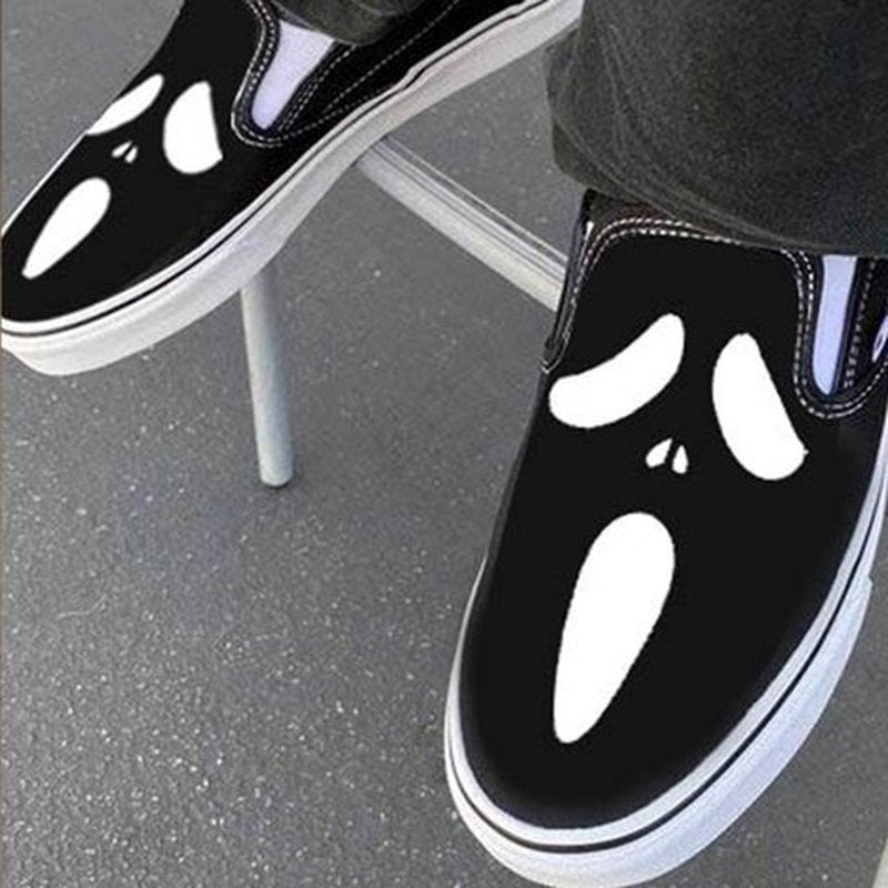 Relaxed Canvas Slip On Shoes with Skull Design