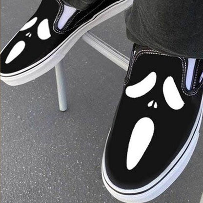 Relaxed Canvas Slip On Shoes with Skull Design