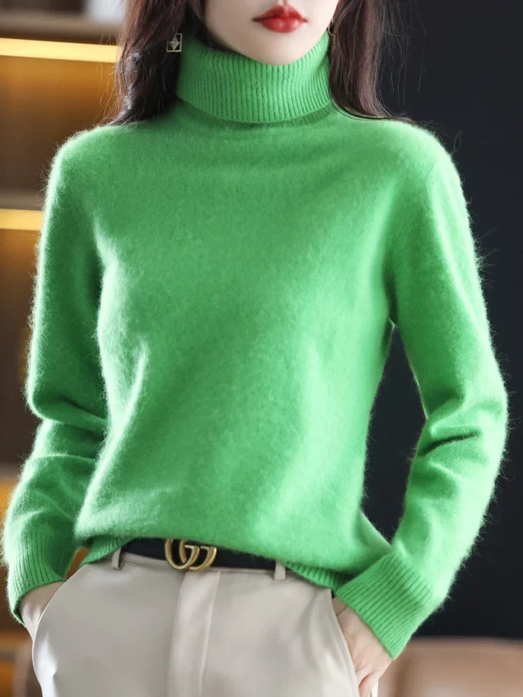 Women's 100 Percent Cashmere Turtleneck Sweater Warm Slim Fit Knit In 23 Colors