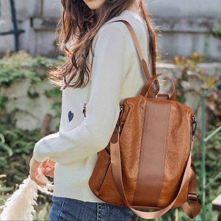 Secure Ladies Leather Rucksack