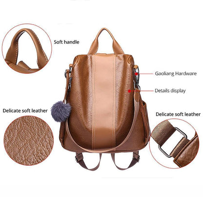 Secure Ladies Leather Rucksack