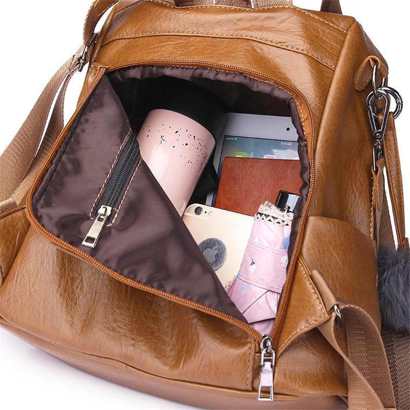 Secure Ladies Leather Rucksack
