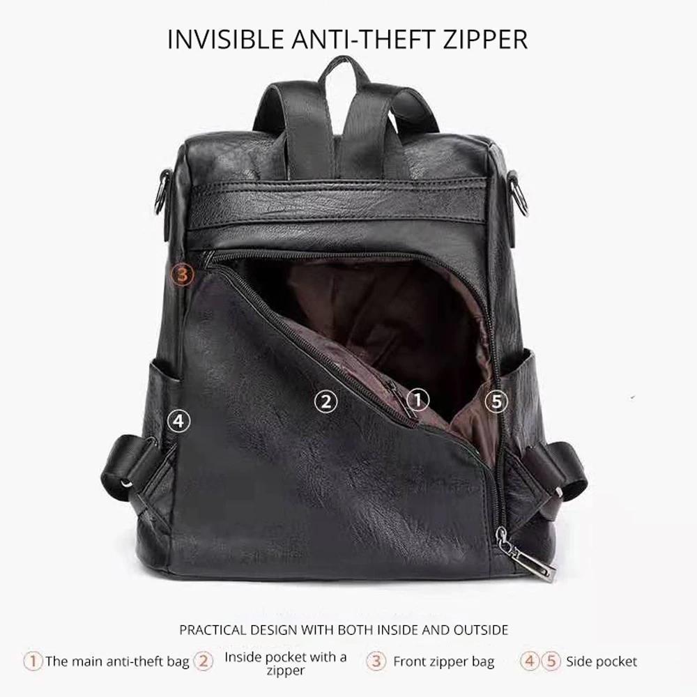 Secure Ladies Leather Rucksack