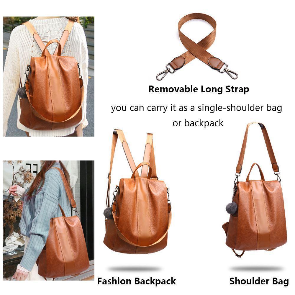 Secure Ladies Leather Rucksack