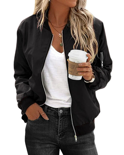 Women's Bomber Jacket – Classic Design, Long-Sleeve Comfort & Sleek Finish