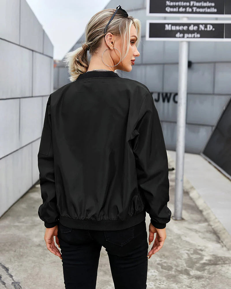 Women's Bomber Jacket – Classic Design, Long-Sleeve Comfort & Sleek Finish