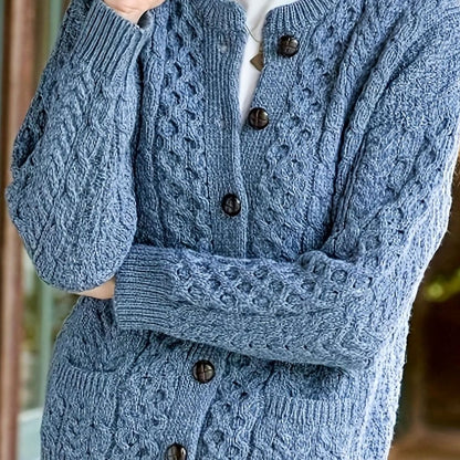 Women's Cable-Knit Button-Front Relaxed Cardigan Sweater
