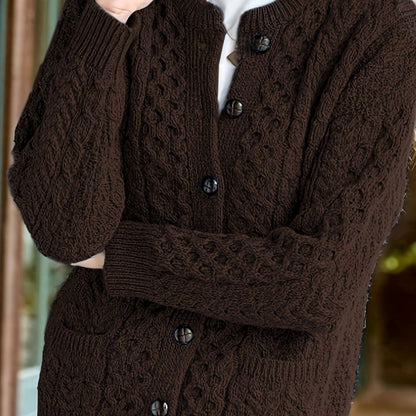 Women's Cable-Knit Button-Front Relaxed Cardigan Sweater