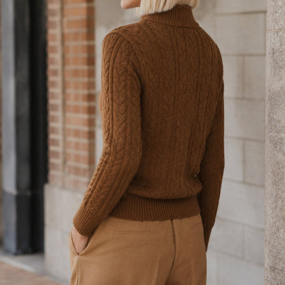 Women's Cashmere Blend Cable-Knit Buttoned Sweater