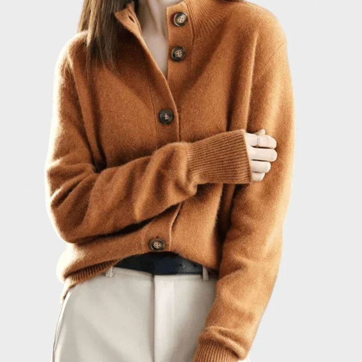 Women's Collared Button-Front Knit Cardigan