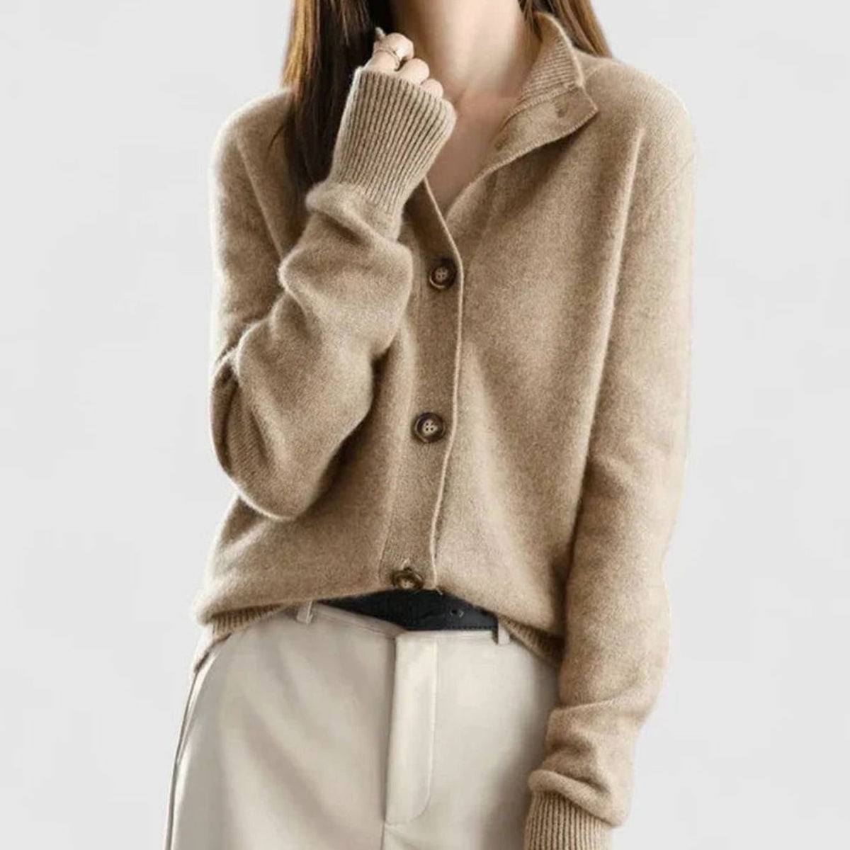 Women's Collared Button-Front Knit Cardigan
