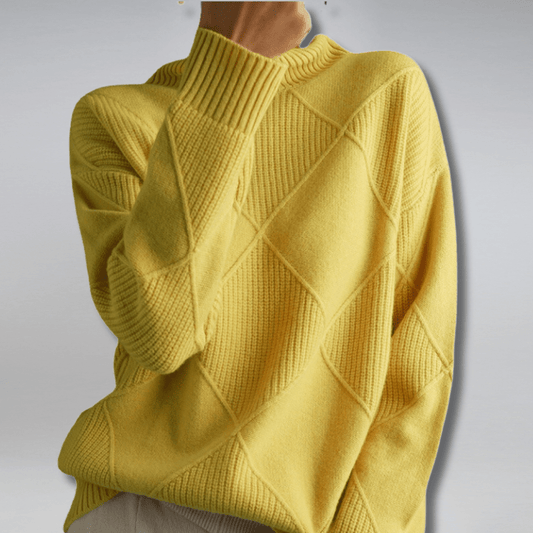 Women's Diamond Knit Sweater - Textured Long-Sleeve Pullover