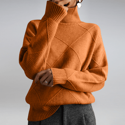 Women's Diamond Knit Sweater - Textured Long-Sleeve Pullover