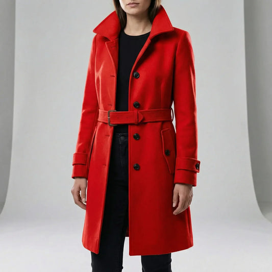 Women's Double-Breasted Trench Coat with Belt