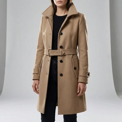 Women's Double-Breasted Trench Coat with Belt