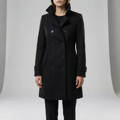 Women's Double-Breasted Trench Coat with Belt
