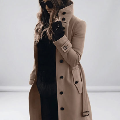 Women's Double-Breasted Trench Coat with Belt