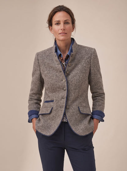 Women's Elegant Stand-Collar Button-Front Blazer Cardigan