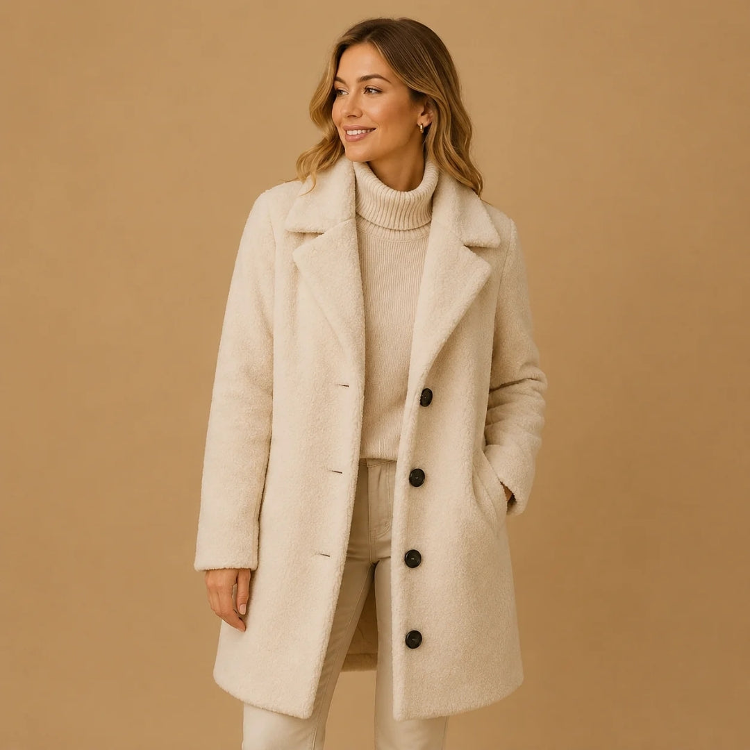Women's Long Button-Up Teddy Coat