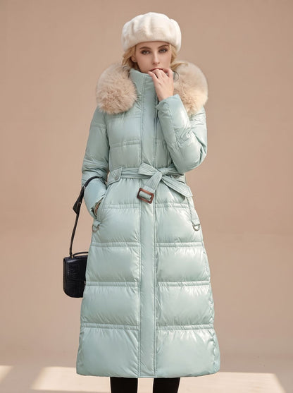 Women's Long Fur-Hooded Winter Puffer Parka