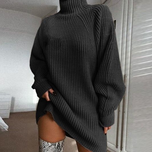 Women's Long Knit Winter Sweater - Warm Longline Pullover