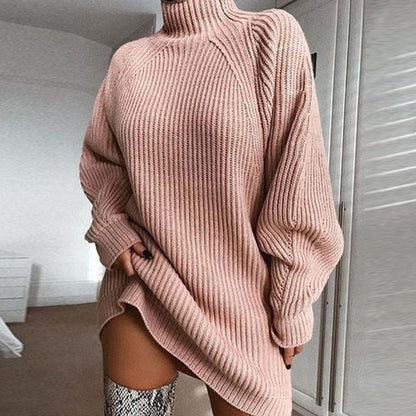 Women's Long Knit Winter Sweater - Warm Longline Pullover