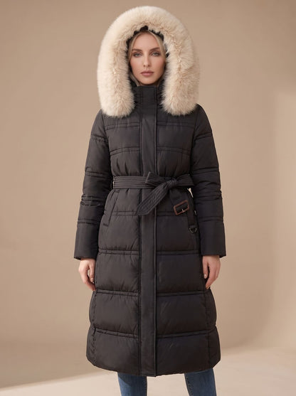 Women's Long Puffer Parka Winter Coat with Fur Hood