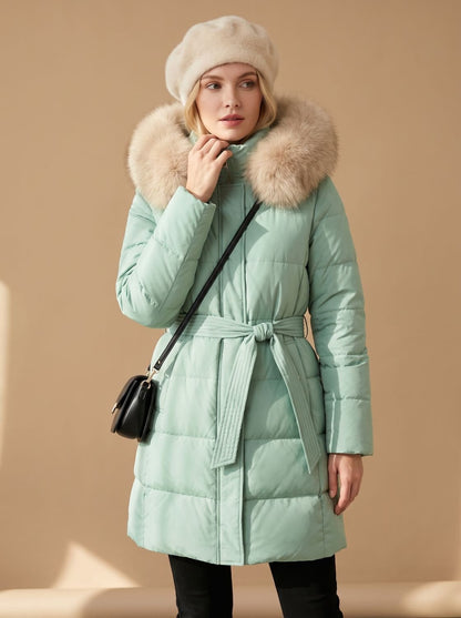 Women's Long Puffer Parka Winter Coat with Fur Hood