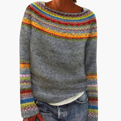 Women's Merino Wool Fair Isle Knit Sweater Pullover