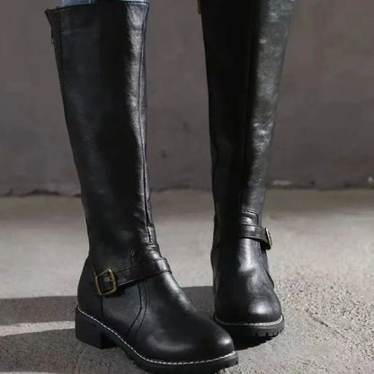 Women's Orthopedic Knee-High Buckle Leather Boots