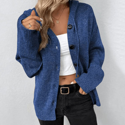 Women's Oversized Button-Front Hooded Cardigan Sweater
