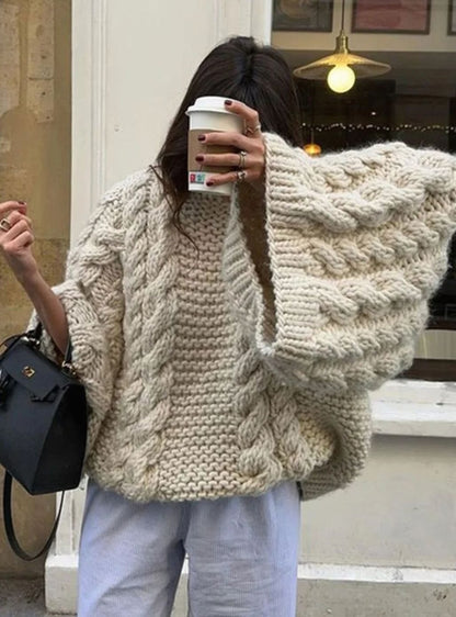 Women's Oversized Chunky Cable-Knit Sweater