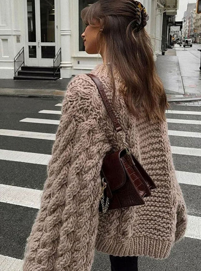 Women's Oversized Chunky Cable-Knit Sweater