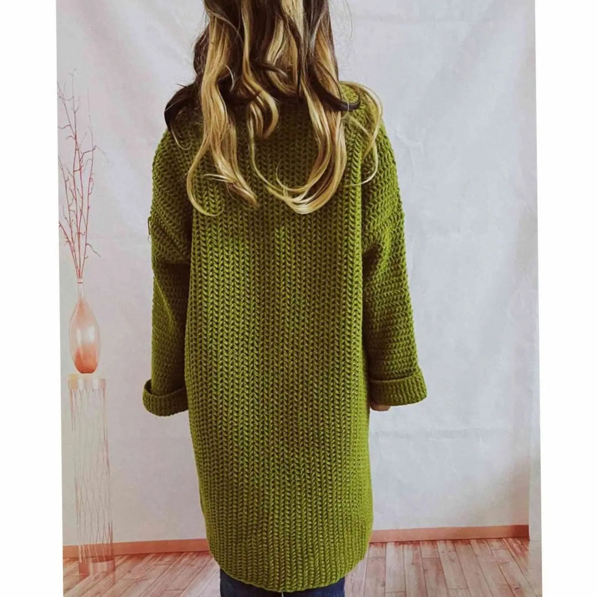 Women's Oversized Chunky Knit Open-Front Cardigan with Pockets