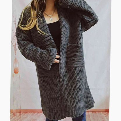Women's Oversized Chunky Knit Open-Front Cardigan with Pockets