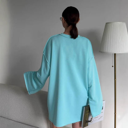 Women's Oversized Sweater Dress with Wide Trumpet Sleeves