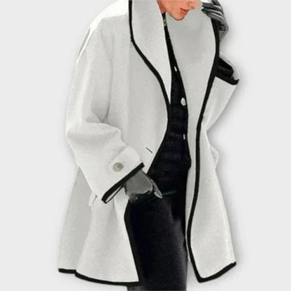 Women's Oversized Wool-Blend Swing Coat with Contrast Trim