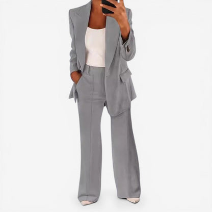Women's Pant Suit Set with 1-Button Blazer