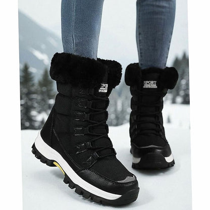 Women's Plush-Lined Lace-Up Snow Boots